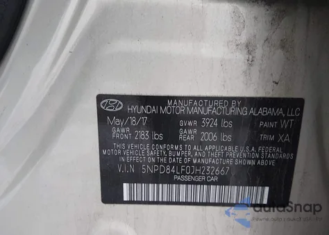 2018 Hyundai Elantra Sel z USA, uszkodzony, nr VIN 5NPD84LF0JH232667